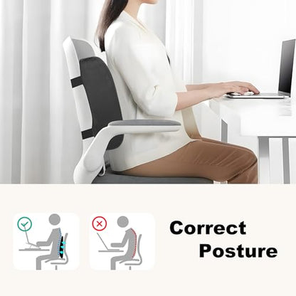 CILI Lumbar Support Pillow for Office Chair, Heated Back Support Pillow with Vibration, Back Massager for Chair, Back Rest Cushion Pillow for Desk Chair Sofa, Gifts for Mom Dad Women Men