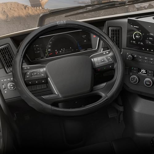 Cat® BigGrip Faux Black Leather Semi Truck Steering Wheel Cover, Fits RV and Big Rig Trucker, Steering Wheel Cover for Trucks 18 Wheeler - X-Large 17.5" - 18" Inches - color: Black BigGrip, size: XL Big Rig (17.5-18")