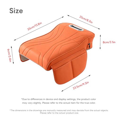 Car Armrest Pad, Universal Armrest Cushion Pad, Leather Armrest Box Pad (Without Cup Holder, Orange-B) - color: Without cup holder, Orange-B