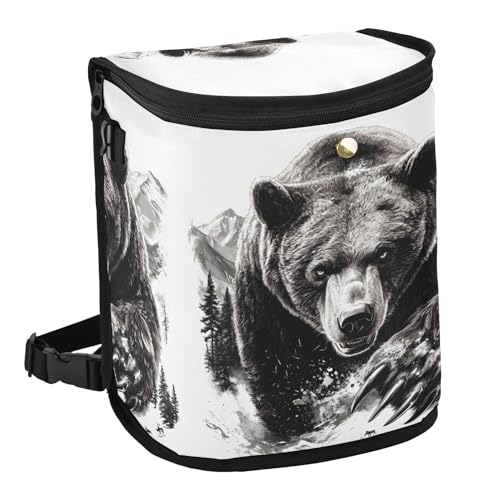 MNSRUU Car Trash Can with Lid, Bear Car Trash Bag Hanging Organizers and Storage for Front Back Seat, Leak-Proof Trash Bin - color: Bear A16970