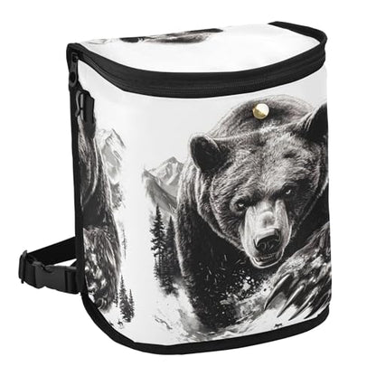 MNSRUU Car Trash Can with Lid, Bear Car Trash Bag Hanging Organizers and Storage for Front Back Seat, Leak-Proof Trash Bin - color: Bear A16970