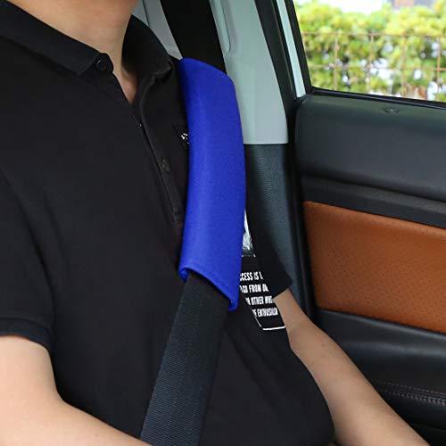 X AUTOHAUX 4pcs Universal Blue Car Safety Seat Belt Pads Cover with Soft Polyester Fiber Auto Seatbelt Shoulder Pad for More Comfortable Driving - color: Blue