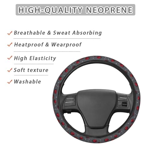 Cute Ladybug with Raindrop Steering Wheel Cover for Women Men, Non-Slip Steering Wheel Protector Car Wheel Covers, Universal 15 Inch Fit for Auto, Suvs, Truck - color: Cute Ladybug With Raindrop
