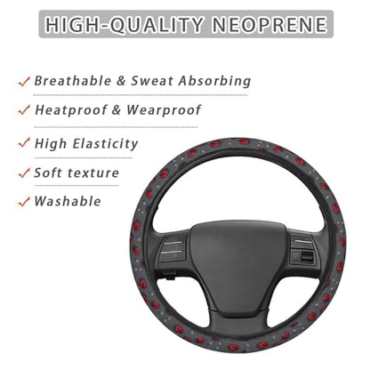 Cute Ladybug with Raindrop Steering Wheel Cover for Women Men, Non-Slip Steering Wheel Protector Car Wheel Covers, Universal 15 Inch Fit for Auto, Suvs, Truck - color: Cute Ladybug With Raindrop