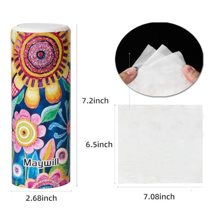 Car Tissues Holder with Facial Tissue, Car Tissue Box, Travel Tissues Cylinder,Suitable for Car Cup Holder(3-ply 4 Pack, 200 Sheets) - style: Blooming