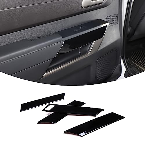 Aunginsy Car Inner Door Panel Strip Trim Cover Compatible with Toyota Tundra 2022+/Sequoia 2023+, Front Rear Door Handle Panel Decorative Cover Protector ABS Accessories(with Memory Seat Switch Hole) - color: Piano Black(W/Hole)