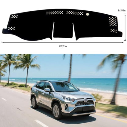 Dash Cover Mat Compatible with Toyota RAV4 2019-2025 Dashboard Cover Dashboard Pad Protect Dash Mat for 2025 RAV4 Accessories Polyester All-Weather Black - size: Polyester forToyota RAV4 2019-2025 Dash Mat