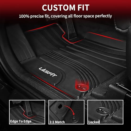 LASFIT Floor Mats for Hyundai Santa Fe 2021 2022 2023 (Only Fit Gas, Not Fit Hybrid or PHEV), All Weather TPE Custom Fit Car Floor Liners 1st & 2nd Row Mats Accessories, Black - size: 2)For Hyundai Santa Fe | 2021-2023 | Gas