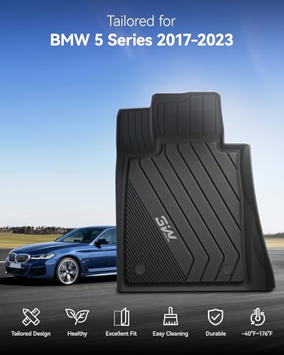 3W Floor Mats & Cargo Liner Fit for BMW 5 Series G30 2017-2023 All Weather TPE Floor Liner Custom Fit for BMW G30 5 Series 520i 530i 535i 540i 540d 550i Full Set Car Accessories (Not for GT & 530e) - style: 6) 5 Series 2017-2023 | Full Set