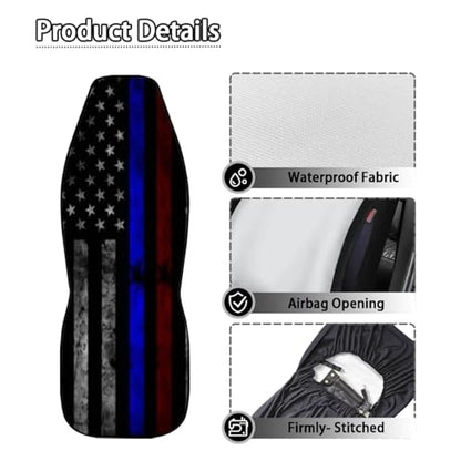 2 Piece Car Seat Covers Front Seat Only, American Flag Printed Front Auto Seat Cover Waterproof, All Weather Car Front Seat Cover Airbag Compatible, Universal Fit for Cars Truck SUV Sedan - color: American Flag - Black and Blue