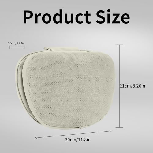 Car Headrest Pillow for Driving, Dual-Sided Leather Design Neck Pillow, Breathable Softness Neck Support, Universal Fit Head Rest Travel Pillow, Off White (Beige), 1 Pack - color: Off White (Light Gray)