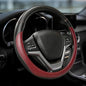 Car Steering Wheel Cover, Durable Leather Cover with Anti-Slip Lining, Microfiber PU Leather Elastic Steering Wheel Protector, Comfortable Non-Slip Steering Wheel Covers for Autos (Wine Red) - color: Wine Red