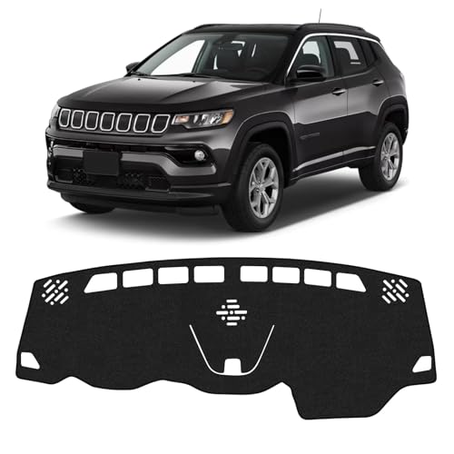 KUST Black Dash Cover for Jeep Cherokee Latitude 2014-2023 Polyester Dashboard Cover Non-Slip Center Console Dash Cover Interior Accessories for Cherokee - size: Cherokee Latitude 14-23(black)