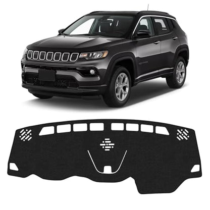 KUST Black Dash Cover for Jeep Cherokee Latitude 2014-2023 Polyester Dashboard Cover Non-Slip Center Console Dash Cover Interior Accessories for Cherokee - size: Cherokee Latitude 14-23(black)