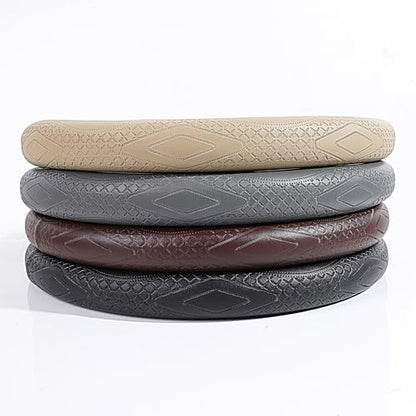 Gray Cowhide Steering Wheel Covers Genuine Leather Car Steering Wheel Cover Universal 15inch / Size M Wheel Cover for Car SUV Truck (C-Gray-M) - color: C-Gray-M, size: M-15inch