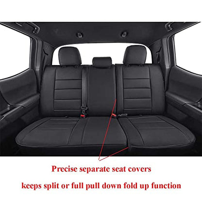 EKR Custom Fit Tacoma Rear Car Seat Covers for Toyota Tacoma 2016 2017 2018 2019 2020 2021 2022 2023 Double Cab/Crew Cab - Second Row Only,Faux Leather(Black) - color: Leather (Black), size: 2016-2023 Tacoma,4DR-Only 2nd Row