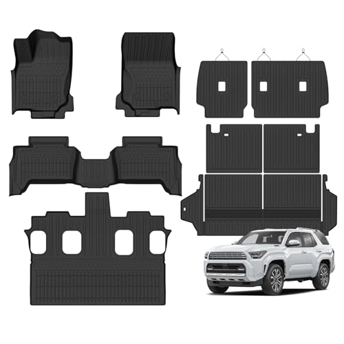 Naibeve Floor Mats for 2025 2026 Toyota 4Runner 7 Seats- All Weather Custom Fit for Toyota 4Runner Floor Mats & Cargo Mat & 2rd/3nd Row Seats Back Cover Waterproof Interior Accessories - size: 6)4Runner 7 Seats|2025-2026