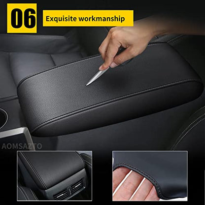 Black Leather Armrest Covers for Grand Cherokee 2011-2021 Jeep Console Cushion for Grand Cherokee（not for 2022