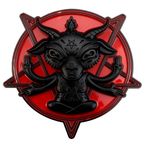 Occult Goat Car Emblem – Metal 3D Black Badge with 3M Adhesive – Mystical Goat Decal for Car, Truck, Motorcycle, Window, Door, or Home Decor (Red and Black) - color: Red and Black