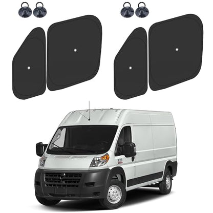 Front Side Window Sun Shade for 2014-2025 Dodge RAM ProMaster Full Size Cargo Van, Foldable Window Sunshade Sun Visor Protector, Side Window Shades Sun Shield Blocks UV Rays Heat, Pack of 4 - size: Silver & Black-Fit 2014-2025 Dodge RAM ProMaster