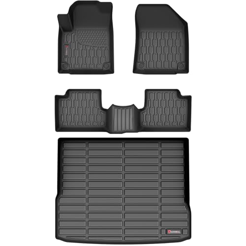 Floor Mats & Cargo Liner Compatible with 2019-2023 Jeep Cherokee (Not for Grand Cherokee) Cargo Mat, Full Set All Weather Protection 1st, 2nd Row Car Liners & Trunk Mat, Black - style: Jeep Cherokee 2019-2023
