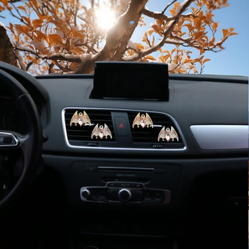 New Bat Aromatherapy Car Decoration Clip Car Air Vent Decorative Fragrance Bat Rearview Mirror Pendant Ambience Decoration Pendant (Double Gold Bat & Double Silver Bat) - size: Double Gold Bat & Double Silver Bat