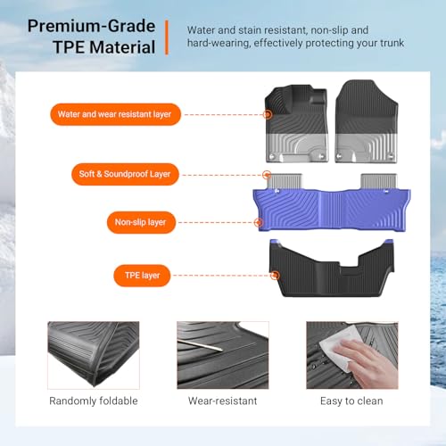 powoq Floor Mats Compatible with 2016-2022 Honda Pilot Cargo Mat Cargo Liner Trunk Mat TPE Replacement for 2016-2022 Honda Pilot Accessories (8 Seats Trunk Mat with Backrest Mats+Floor Mats) - size: Compatible with Honda Pilot | 2016-2022