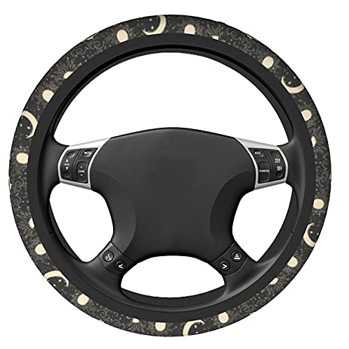 Sun and Moon Steering Wheel Covers Non Slip Neoprene Space Wheel Protector Universal 15 inch for Men Women - color: Black5