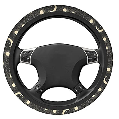 Sun and Moon Steering Wheel Covers Non Slip Neoprene Space Wheel Protector Universal 15 inch for Men Women - color: Black5