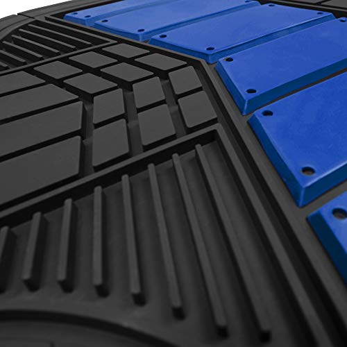 Motor Trend DualFlex Blue Floor Mats for Cars & Cargo Mat Full Set - All Weather Front & Rear Rubber Automotive Floor Mats & Cargo Liner for SUV, Car, & Van - Interior Trunk Mat & Floor Cover