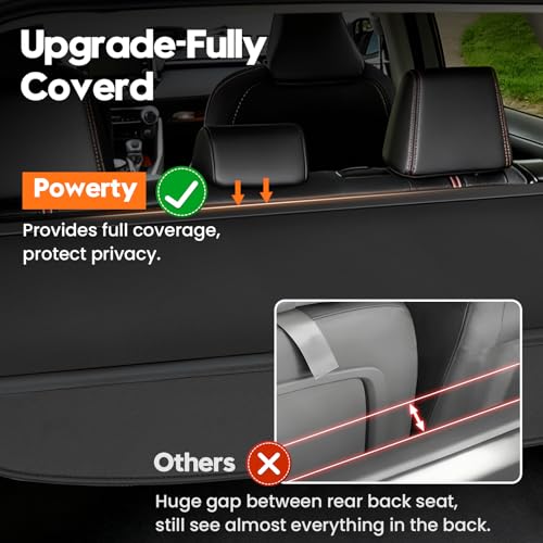 Powerty Retractable Cargo Cover for 2019-2025 Toyota RAV4, Canvas Texture Trunk Cover Privacy Screen Rear Security Shade for RAV4 Accessories (with Extented Cover) - size: 2019-2025 | Toyota RAV4 | Extra Flaps