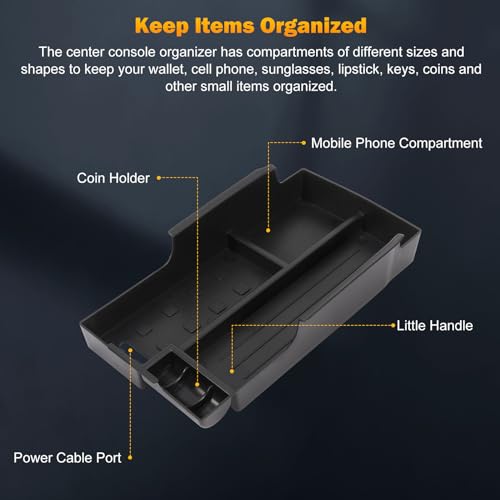 Car Center Console Organizer Tray Armrest Insert Storage Tray Accessories Compatible with Toyota Camry 2012-2015 (Black)