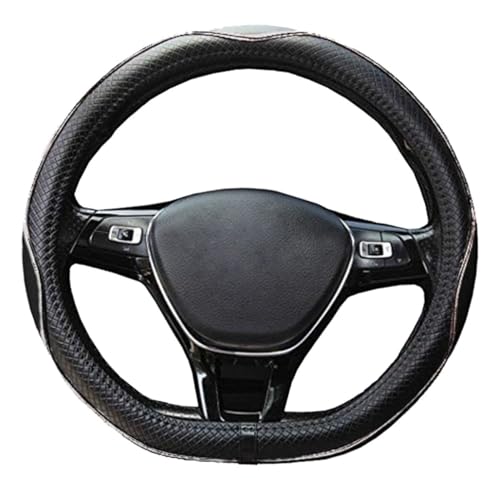 Mayco Bell Flat Bottom Steering Wheel Cover Anti-Slip,Safety,Soft,Breathable,Durable,Full Surround,Comfortable Grip Microfiber Leather (D Shape, Black White)