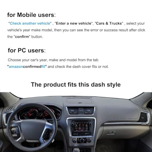 Dash Cover Mat Custom Fit for GMC Acadia Without Head Up Display Dashboard Pad Cap Carpet Protector K353A (Dark Gray) - color: Dark Gray
