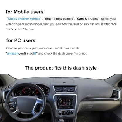 Dash Cover Mat Custom Fit for GMC Acadia Without Head Up Display Dashboard Pad Cap Carpet Protector K353A (Dark Gray) - color: Dark Gray