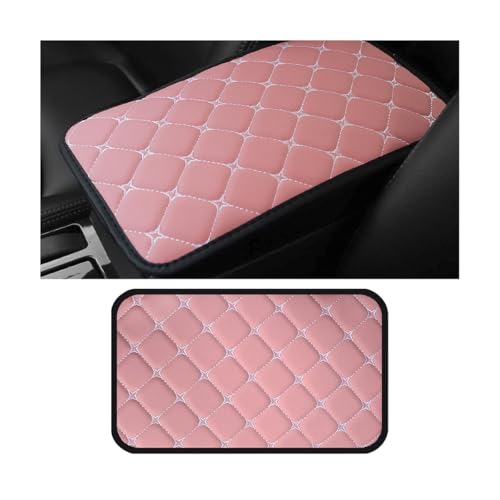 HZEL Car Center Console Cushion Pad, PU Leather Vehicle Armrest Protection Cover, Waterproof Automotive Interior Arm Rest Seat Box Mat Accessories, Universal for SUV, Sedan, Truck (Pink) - color: Pink