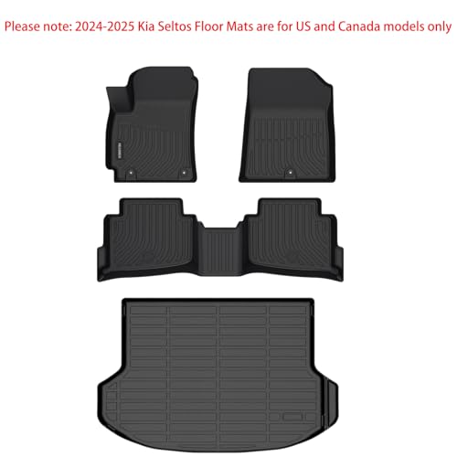 KELCSEECS Floor Mats & Cargo Liner Custom for 2024 2025 2026 Kia Seltos S, LX, EX, X-Line(Cargo Liner Only Fit The Upper Layer),All Weather Protection Anti-Slip Floor Liners Full Set Accessories Black - style: 16) For 2024-2026 Seltos Full Set