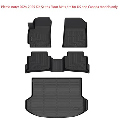 KELCSEECS Floor Mats & Cargo Liner Custom for 2024 2025 2026 Kia Seltos S, LX, EX, X-Line(Cargo Liner Only Fit The Upper Layer),All Weather Protection Anti-Slip Floor Liners Full Set Accessories Black - style: 16) For 2024-2026 Seltos Full Set