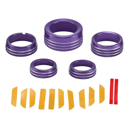 AC Air Conditioner Gear Shift Headlight Media Switch Knob Cover for Dodge for RAM 13-17 / Interior Trim/Stylish Aluminum Alloy / 5 Pcs Purple - color: Purple