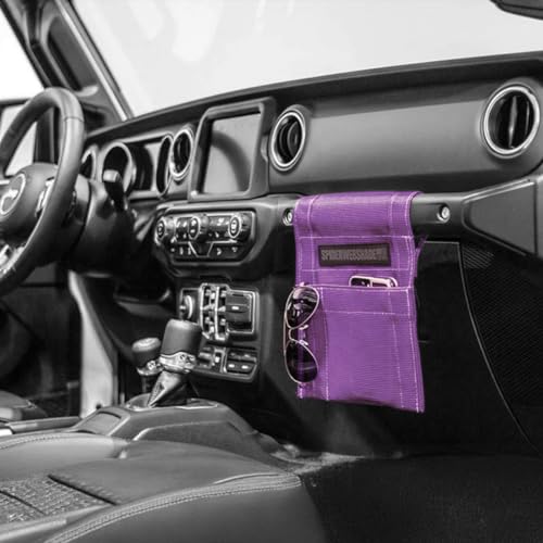 SPIDERWEBSHADE Grab Bag - Front Passenger Seat Grab Bar Multi-Purpose Storage Organizer Bag - For Jeep Wrangler CJ YJ JK JL JKU JLU Gladiator - MADE IN AMERICA - Travel Essentials Holder - (Purple) - color: Purple