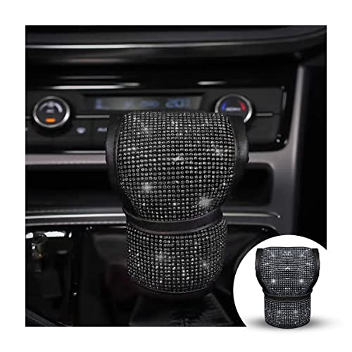 zipelo Bling Car Gear Shift Knob Cover, Rhinestone Anti-Slip Comfortable Handbrake Cover, Diamond Set Shifter Cover for Women, Auto Interior Accessories Universal Fit Van Truck - color: Black