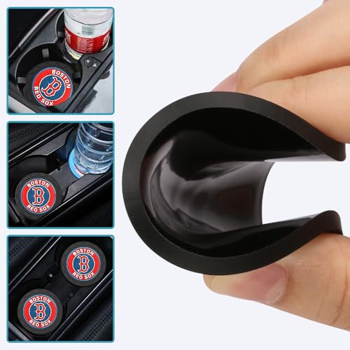 Baseball Fans Car Cup Holder Coasters for Boston Red Sox Fans, 2 Pack Red Sox Silicone Non-Slip Cup Mats, 2.75" Car Cup Holder Inserts for Auto Interior - color: Dre166dso