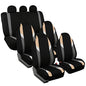 FH Group Three Row 7 Seater - Premium Modernistic Seat Covers - Fit Most Car, Truck, SUV, & Van Beige/Black - color: Beige, style: 7 Seater