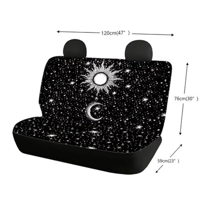 Black Car Seat Cover Old Truck Bench Seat Cover Sun Moon Star Print Car Rear Seat Cover for SUV Sedan Interior Car Accessories - color: 1 Sun Moon Star