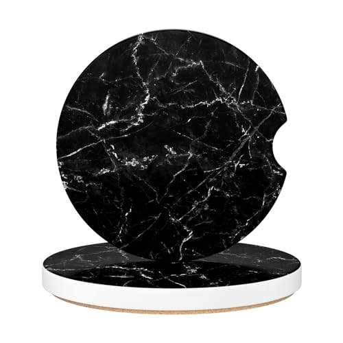 Aiawoxc Car Cup Holder Coasters, 2 Pack Universal Auto Anti Slip Insert Coaster with A Finger Notch, Cup Mat for Most Car Interior, Black Marble - color: Black Marble, size: Ceramic