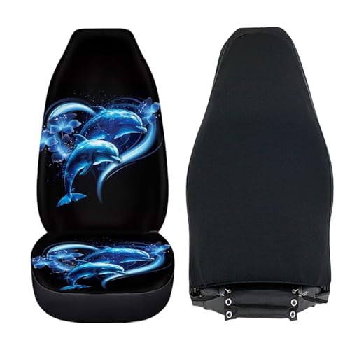 Blue Dolphin Car Front Seat Covers 2 Pack Polyester Automotive Seat Protectors Soft & Breathable, Vehicle Interior Accessories for Most Cars