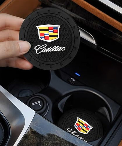 Car Cup Holder Coaster for Cadillac Escalade CT4 CT5 CT6 ATS CTS SRX XT5 Cupholder Coaster Interior Accessories 2.75in 2Pieces Black - color: Black-02