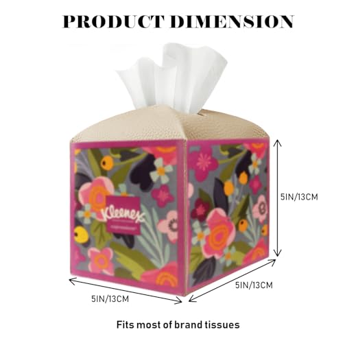 Tissue Box Cover Holder Square Tissue Cube Cover PU Leather Tissue Organizer with Bottom Belt for Bathroom, Tabletop, Car, Night Stands, Office, Home, Kitchen (1, SoftBeige) - color: Softbeige