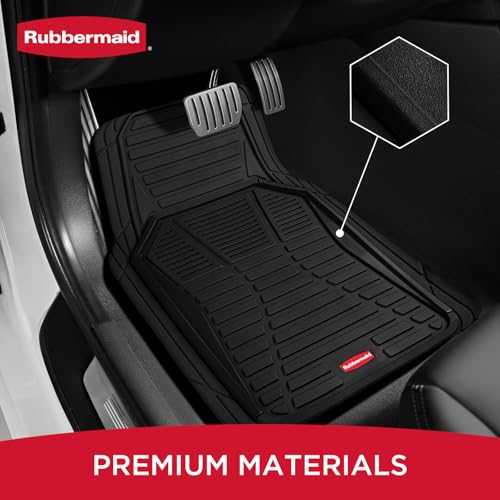 Rubbermaid Car Mat Full Set All-Weather Heavy-Duty 4 Pieces– Trim-to-Fit Universal Car Mats Full Set – Waterproof Rubber Floor Liners for Most Trucks, SUVs, Vans, and Sedans-Black - color: Black