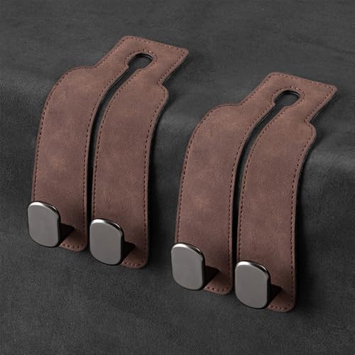 Car Hooks for Headrest,2PCS Car Seat Back Storage Hook for Headrest,Car Seat Multifunctional Bag Hook,Car Hooks for Purses,Bags,Handbags (Brown) - color: Brown
